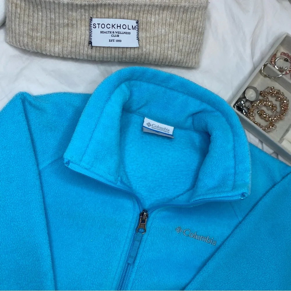 Vintage 90s Columbia Sportswear Retro Turquoise Blue Petite XS Y2K Style Jacket